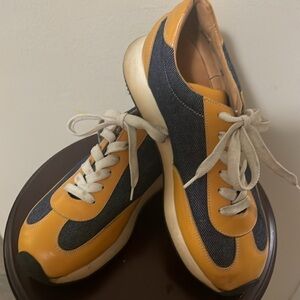 Dooney & Bourke denim & mustard yellow leather women’s sneakers